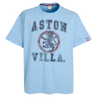 Aston Villa Stonewash Print T-Shirt - Sky.