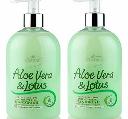 Astonish Set of 2 Antibacterial Scented Liquid Hand Wash Soap 500ml - Aloe Vera amp; Lotus