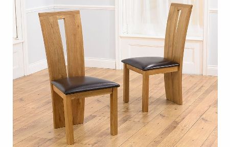 Oak Dining Chairs with Brown Leather