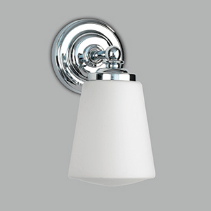 Astro Lighting Anton Modern Chrome Bathroom Wall Light With A White Glass Shade