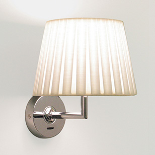 Astro Lighting Appa Modern Wall Light In Polished Chrome With A White Pleated Fabric Shade