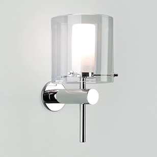 Arezzo Bathroom Chrome Wall Light With Clear Outer And Frosted Inner Glass Shade