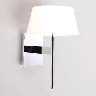 Astro Lighting Carolina Modern Touch Control Chrome Wall Light With A White Opaque Glass Shade