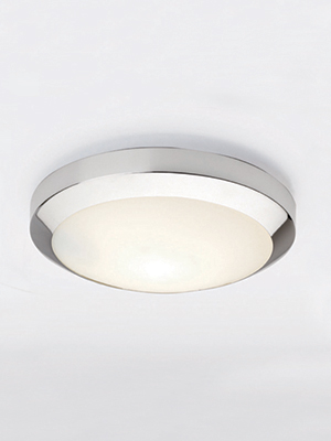 Dakota Round Bathroom Ceiling Light In Polished Chrome With A White Glass Shade