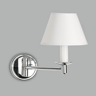Astro Lighting Grosvenor Modern Bathroom Wall Light In Polished Chrome With White Parchment Shade