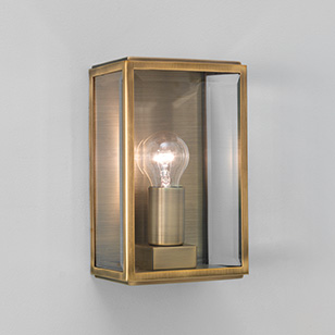 Astro Lighting Homefield Bronze Square Outdoor Wall Light With A Clear Glass Shade