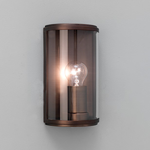 Astro Lighting Homefield Round Outdoor Wall Light In A Bronze Finish With A Clear Glass Shade