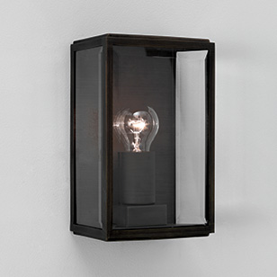 Astro Lighting Homefield Square Outdoor Wall Light In A Black Finish With A Clear Glass Shade