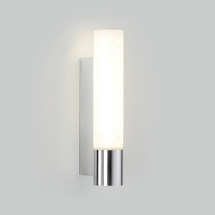 Kyoto Bathroom Wall Light In Polished Chrome With An Opaque White Glass Shade