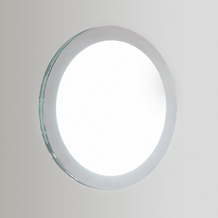 Lens Round Recessed Bathroom Wall Light In Chrome And Glass