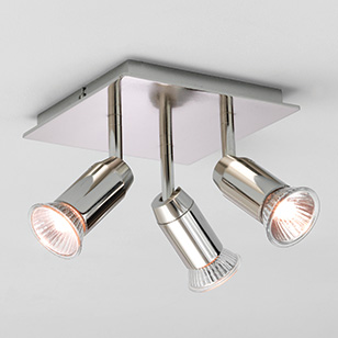 Magna Modern Polished Nickel Ceiling Light With Three Spotlights