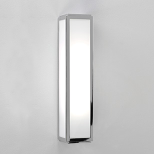 Astro Lighting Mashiko Modern Bathroom Wall Light In Polished Chrome With A White Glass Shade
