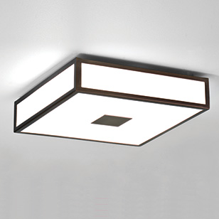 Astro Lighting Mashiko Modern Square Ceiling Light In Bronze With A White Glass Shade