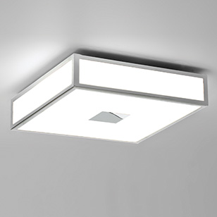 Astro Lighting Mashiko Modern Square Ceiling Light In Polished Chrome With A White Glass Shade