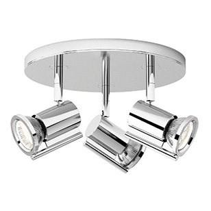Astro Lighting Misumi Modern Round Bathroom Ceiling Light With 3 Spotlights In Polished Chrome