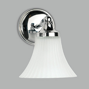 Nena Modern Chrome Bathroom Wall Light With A White Pleated Effect Glass Shade