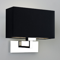 Astro Lighting Park Lane Grande Wall Light In Polished Nickel With A Black Fabric Shade