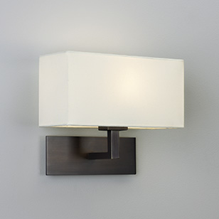 Astro Lighting Park Lane Modern Wall Light In A Bronze Finish With A White Fabric Shade