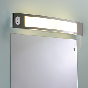Astro Lighting Seville Chrome Bathroom Mirror Wall Light With A Pull Cord Switch And Shaver Socket