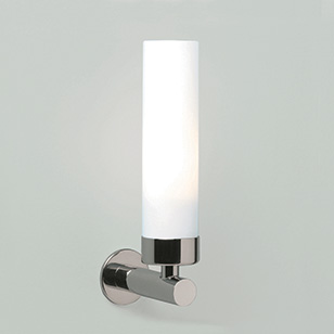 Astro Lighting Tube Bathroom Chrome Wall Light With White Opaque Glass Tube Shade