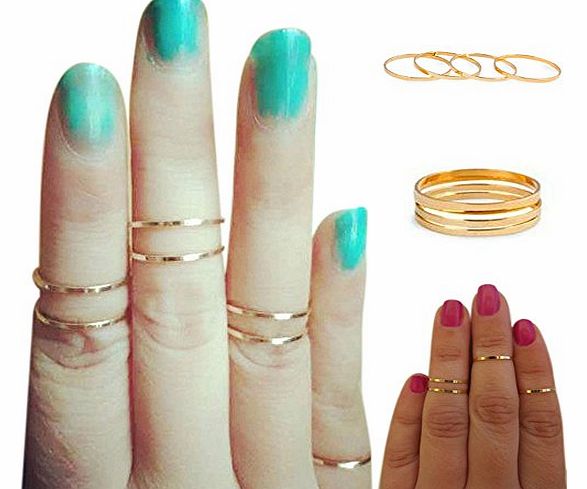 atdoshop (TM) 5PCS/Set Rings Urban Gold Stack Plain Cute Above Knuckle Ring Band Midi Ring