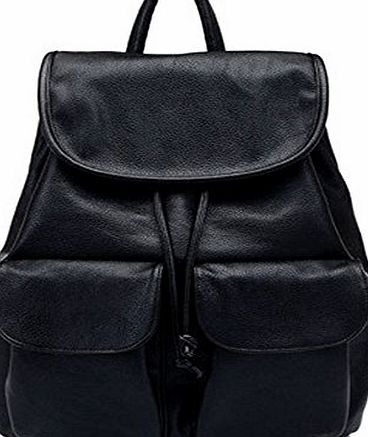 atdoshop (TM) Fashion double Shoulder Backpack School Bag Satchel Bookbag (Black)