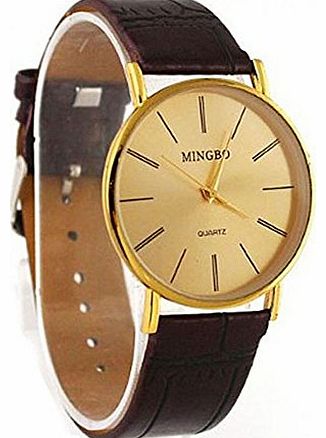 atdoshop (TM) Luxury Golden Gentle Men Man Leather Band Watch Quartz Wrist Watches