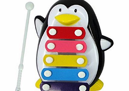 atdoshop  Kids Childrens Penguin 5-Note Xylophone Music Toy Instrument (Black)