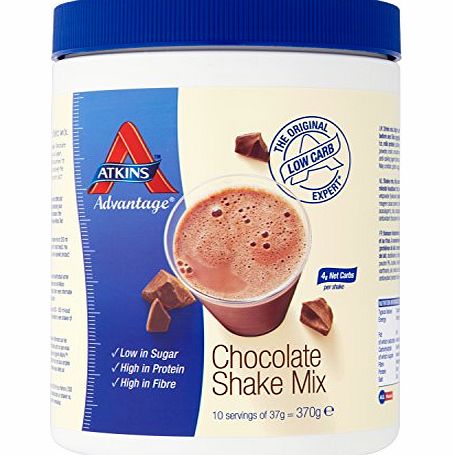 Atkins Advantage Chocolate Low Carb Shake Mix 370 g (10 Servings)