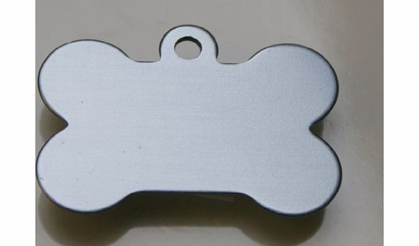 Atlantic Crafts Bone Shaped Pet Tags - 38mm Wide - 9 Colours To Choose From, Free Engraving (Silver)