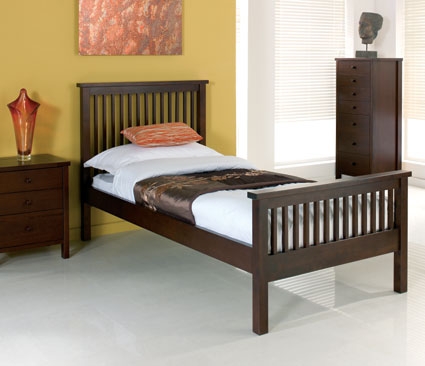 Dark Bedstead - Single (Sprung Slats)