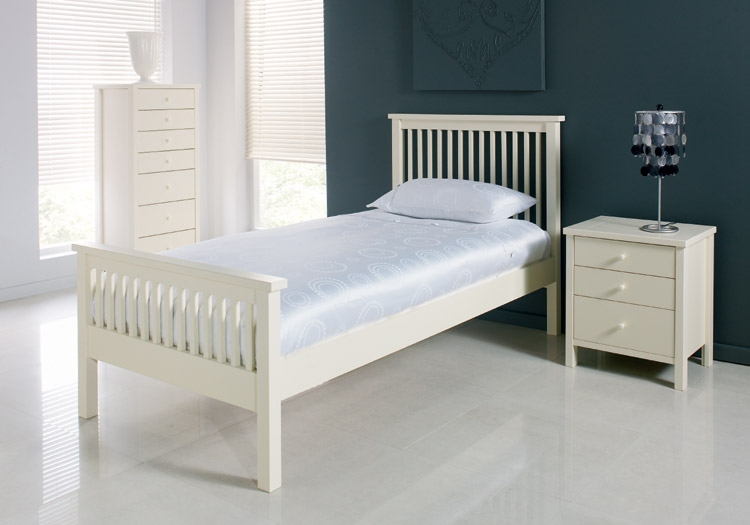 Ivory Bedstead - Single (Sprung Slats)