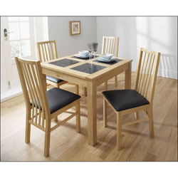 Square Dining Table & 4 Small Slatted