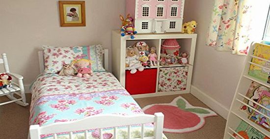 ATLOS GIRLS VINTAGE PATCHWORK BUTTERFLIES COTBED/TODDLER DUVET COVER amp; PILLOWCASE ~BUTTERFLY