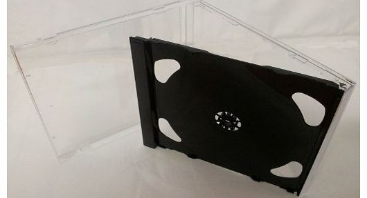 Atronica 20 High Quality Professional Double 10mm Spine (standard size) 2 CD Jewel Blank Empty New Plastic Replacement Case / Cover with Clear Case and BLACK TRAY for 2 CDs