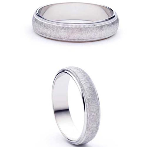 Attrarre from Bianco 4mm Heavy D Shape Attrarre Wedding Band Ring In 9 Ct White Gold