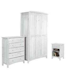 Auckland 3 Door Wardrobe Bedroom Package - White