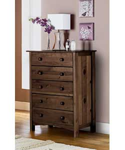 auckland 5 Drawer Chest - Chocolate