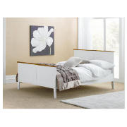 Double Bed Frame, White & Pine