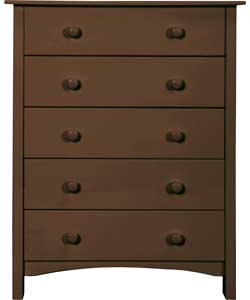 Auckland WOW 5 Drawer Chest - Chocolate