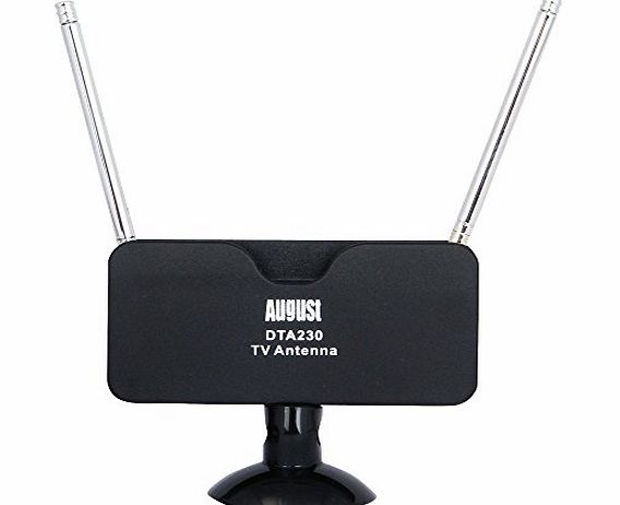 August DTA230 - Freeview TV Aerial - Portable Digital Antenna for USB TV Tuner / DVB-T Television / DAB Radio - With Suction Mount