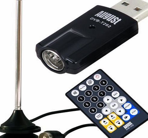 DVB-T202 USB Freeview Tuner Stick - External PC TV Card with Digital (DVB-T) Television Receiver and PVR Style Recorder - Wintv Dongle Supported by Windows 7 / Vista / XP for Desktop and Laptop