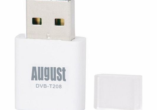 August DVB-T208 USB Freeview Tuner Stick - External PC TV Card with Digital (DVB-T) Television Receiver and PVR Style Recorder - Wintv Dongle Supported by Windows 7 / Vista / XP and Apple MAC for Desk