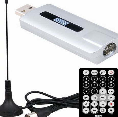 August DVB-T210 - HD Freeview USB TV Tuner - External DVB-T2 Digital Television Receiver and PVR Style Recorder - WINTV Dongle for High Definition PCTV - Desktop and Laptop Compatible Stick for Window