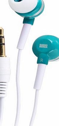August EP510 - Universal Stereo Headphones - In-Ear Sound Isolating Earphones with Different Size Rubber Ear Pieces S / M / L - Suitable for Children - White (Pink)