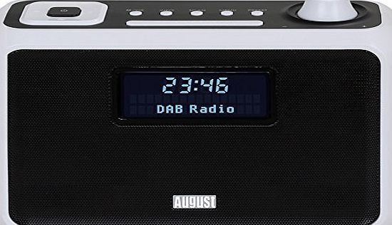 August MB400 - DAB/DAB  Radio with NFC Bluetooth Wireless Speaker, Alarm Clock and FM Tuner - Portable Radio and MP3 Player: USB Port / SD Card Reader / 3.5mm Audio In - Compact Stereo System (White)