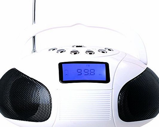 August SE20 - Portable Alarm Clock Radio with Bluetooth Speaker - Mini MP3 Stereo System with Card Reader / USB and AUX in / 2x3W Stereo Speakers / Rechargeable Battery