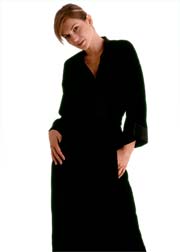 August Silk Silk black velour long robe with silk trim
