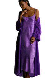 August Silk Silk jacquard long nightdress with side split