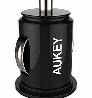 Aukey Dual Port USB Car Charger Adapter (4.8Amps/24W) Designed for for Apple and Android Devices: Apple iPad Air, Mini, iPhone 6, iPhone 6 Plus, iPhone 5S, 5C, 5, 4S, Samsung Galaxy S5, S4, S3, Note 3